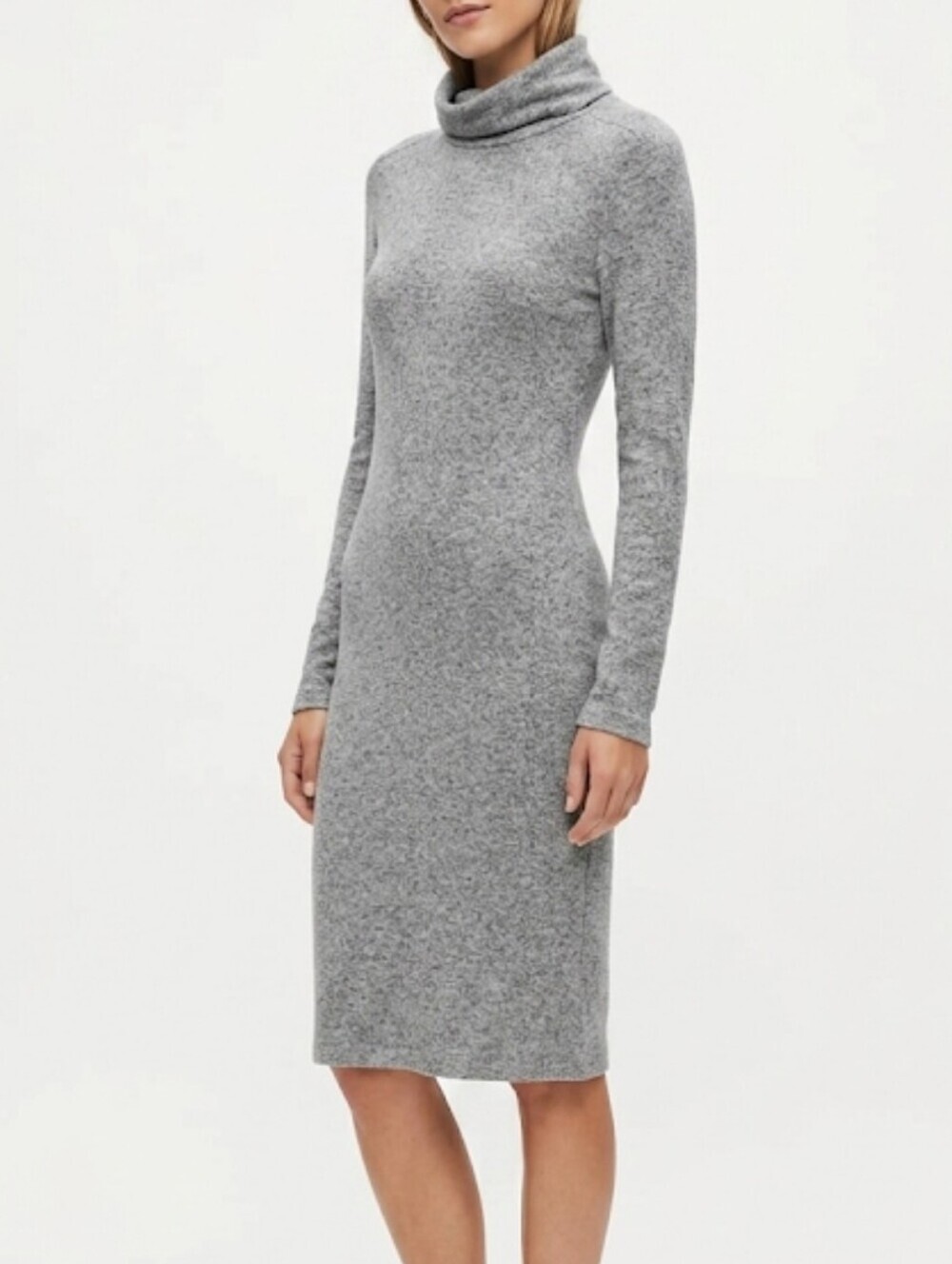 Anthropologie COA Stretch Knit Cowlneck Sweater Dress XS Gray Soft Cozy